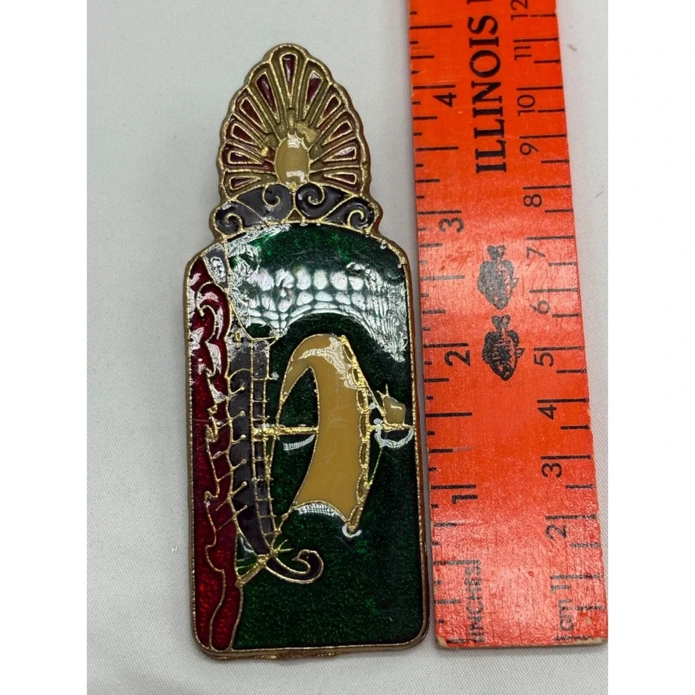 Vintage Cloisonné Brass Paper Money Clip Greek Viking Boat Vintage Enamel 4